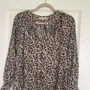 LOFT XS Leopard Blouse